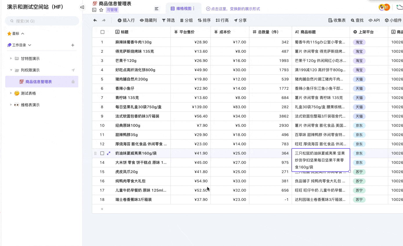 设置列可编辑和可查看